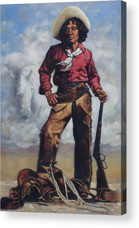 Afro-american Acrylic Print featuring the painting Nat Love - aka - Deadwood Dick by Harvie Brown