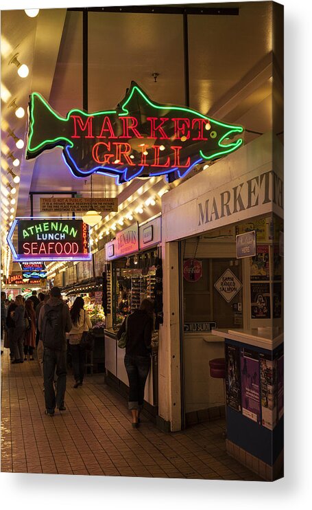 Pike's Market Place Acrylic Print featuring the photograph Neon Signs by Timothy Johnson