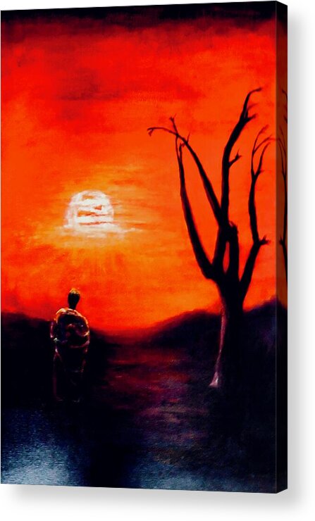 Landscape Acrylic Print featuring the painting New Day by Sher Nasser