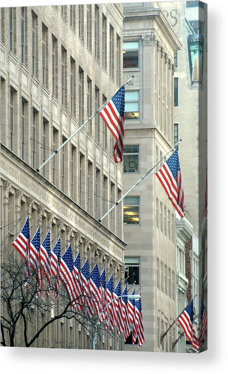 American Flag Acrylic Print featuring the photograph New York City Patriotism by Alynne Landers