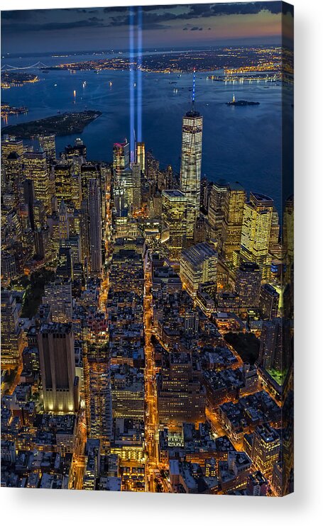 911 Memorial Acrylic Print featuring the photograph New York City Remembers September 11 - by Susan Candelario