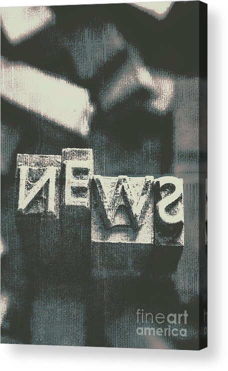 Media Acrylic Print featuring the photograph Newspaper printing press art by Jorgo Photography