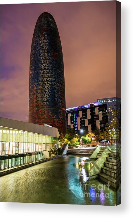Agbar Acrylic Print featuring the photograph Night view of Torre Agbar by Andrew Michael