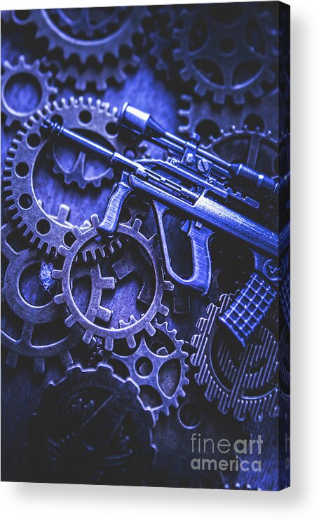 Terrorism Acrylic Print featuring the photograph Night watch gears by Jorgo Photography