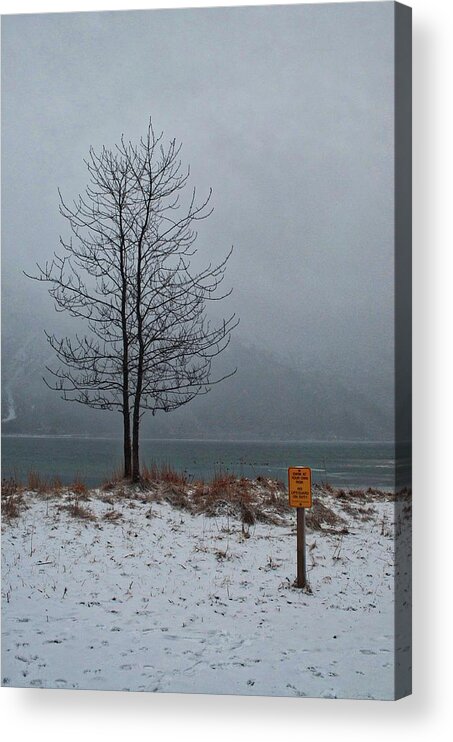 Snow Acrylic Print featuring the photograph No Lifeguard on Duty by Cathy Mahnke