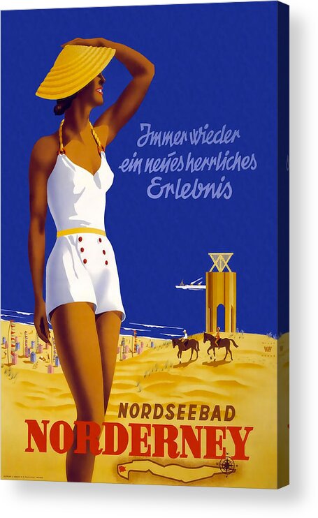 Nordseebad Norderney Acrylic Print featuring the mixed media Nordseebad Norderney by David Wagner