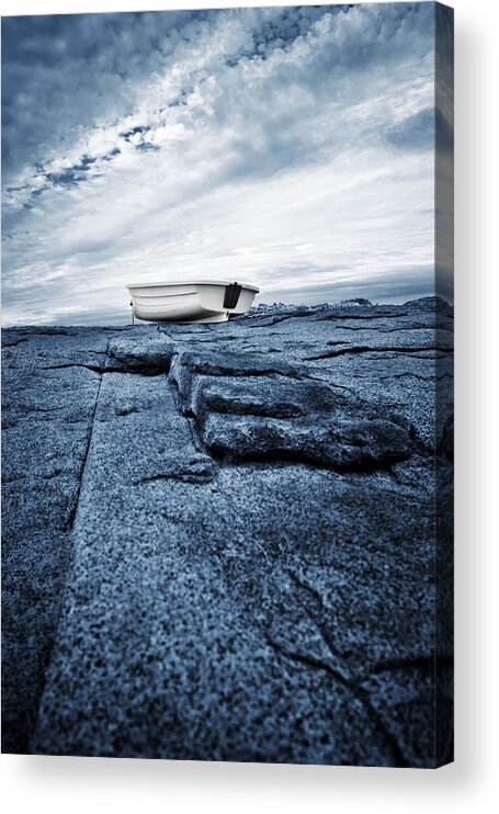 Rowboat Acrylic Print featuring the photograph Nubble Light Rowboat by Luke Moore