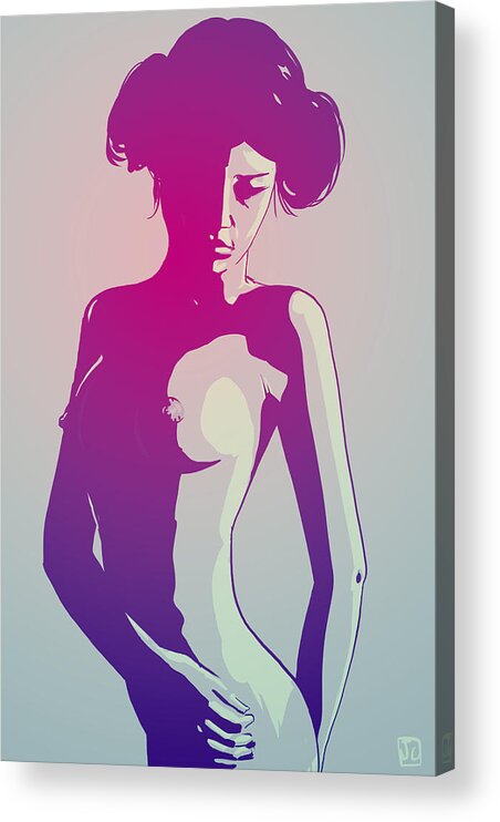 Star Wars Acrylic Print featuring the drawing Nude Princess Leia by Giuseppe Cristiano