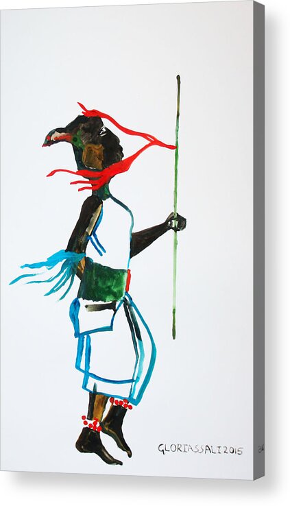 Jesus Acrylic Print featuring the painting Nuer Dance - South Sudan by Gloria Ssali