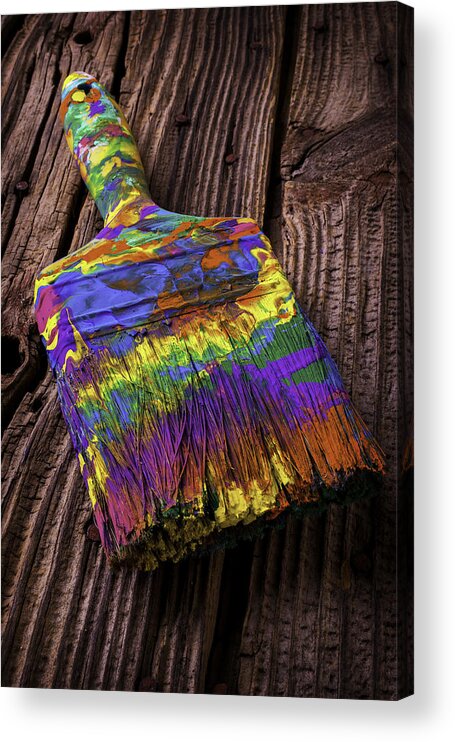 Paint Acrylic Print featuring the photograph Old Dried Paintbrush by Garry Gay