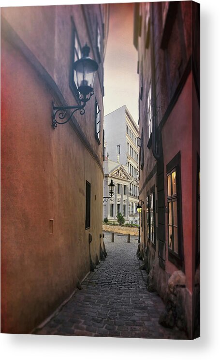 Vienna Acrylic Print featuring the photograph Old Town Vienna Narrow Alley by Carol Japp