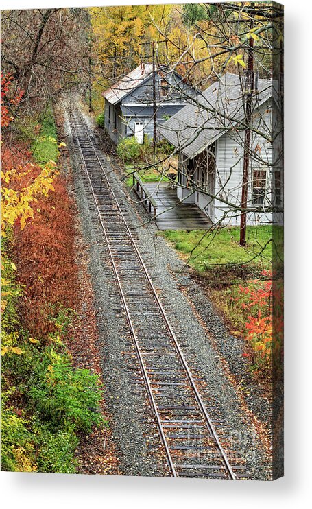 Train Acrylic Print featuring the photograph Old Train Station Norwich Vermont by Edward Fielding