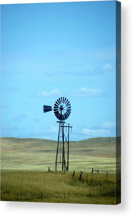 Windmill Acrylic Print featuring the photograph Old Windmill On The Ranch Dempster USA by Thomas Woolworth