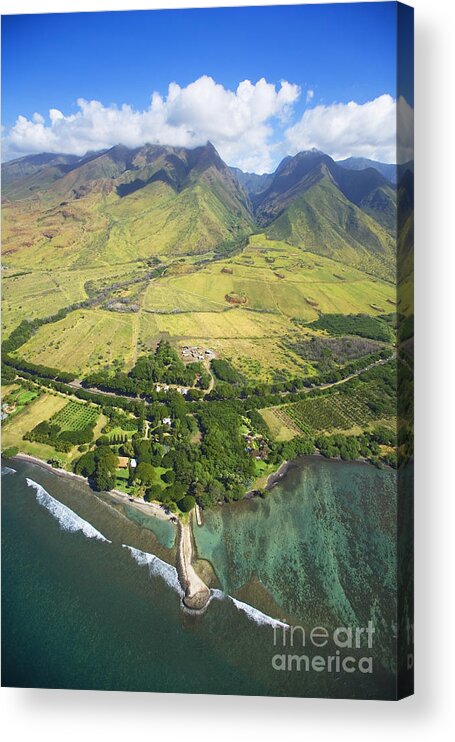 Above Acrylic Print featuring the photograph Olowalu Aerial by Ron Dahlquist - Printscapes