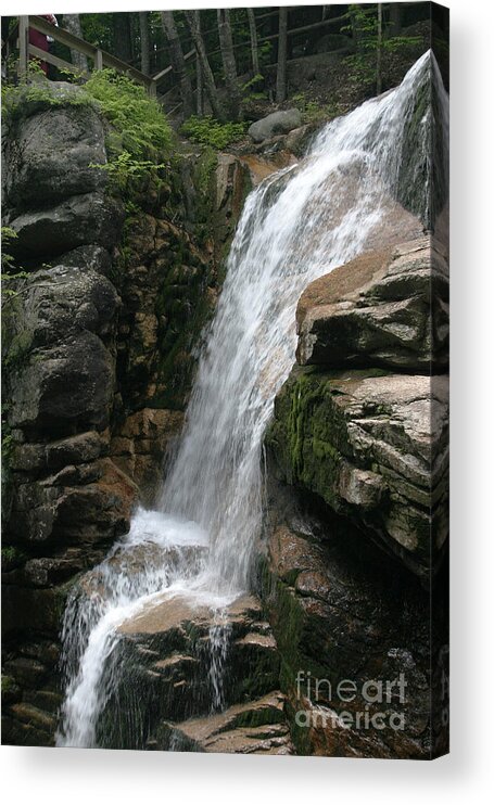 Waterfall Acrylic Print featuring the digital art On the Rocks New Hampshire by Jack Ader