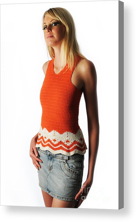 Glamour Photographs Acrylic Print featuring the photograph Orange crochet by Robert WK Clark