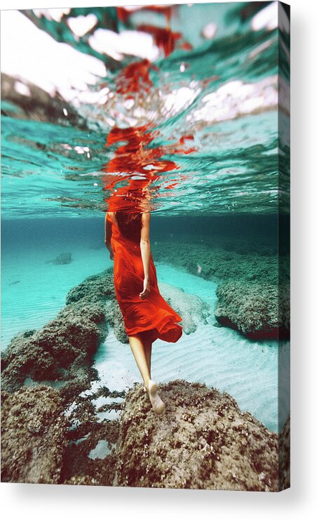 Mermaid Acrylic Print featuring the photograph Orange Mermaid by Gemma Silvestre