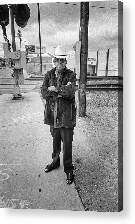 Art Acrylic Print featuring the photograph Out For A Walk In His Huaraches in Black and White by YoPedro