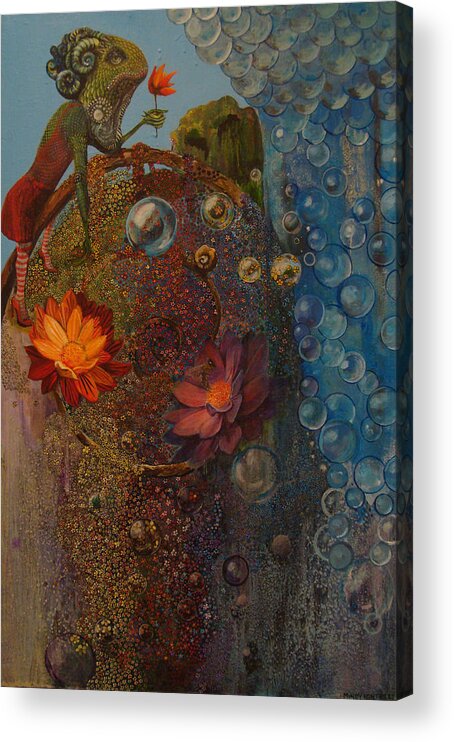 Surreal Acrylic Print featuring the painting Over the Rainbow by Mindy Huntress