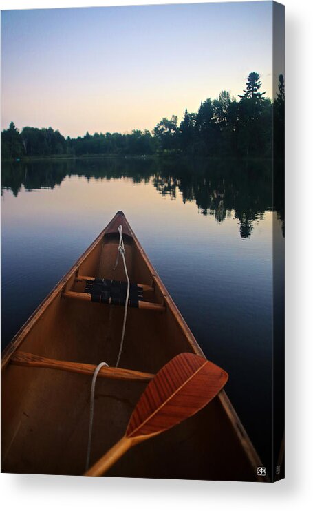 Canoe Acrylic Print featuring the photograph Paddling in the Sky by John Meader