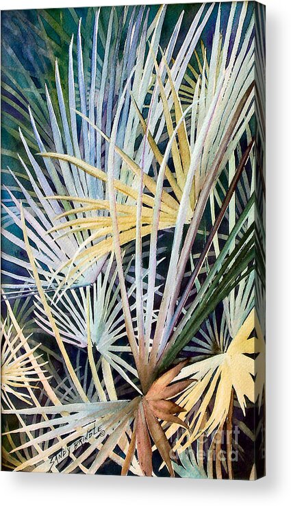 Watercolor Acrylic Print featuring the painting Palms  original by Sandy Brindle