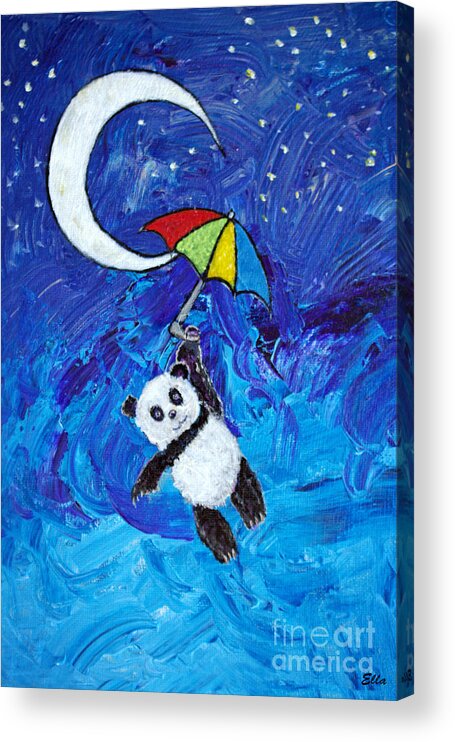 Bears Acrylic Print featuring the painting Panda Dreams by Ella Kaye Dickey