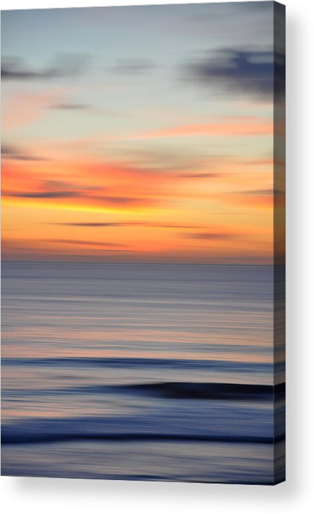 Panning Swamis Beach Encinitas San Diego California Sunset Ocean Clouds Sunset Landscape Photography Canvas Acrylic Print featuring the photograph Panning Swamis by Kelly Wade