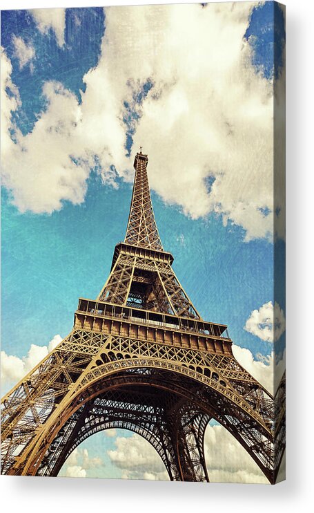 Paris Acrylic Print featuring the photograph Paris Photography - Eiffel Tower Blue by Melanie Alexandra Price