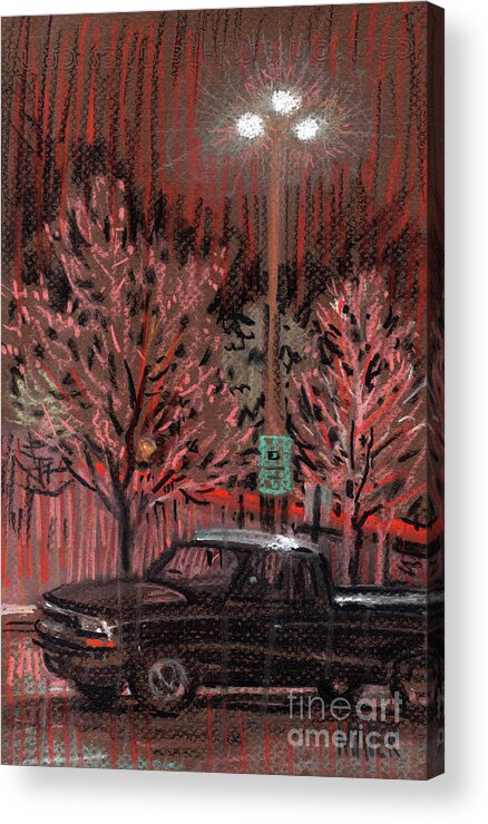Parking Lot Acrylic Print featuring the drawing Parking Lights by Donald Maier