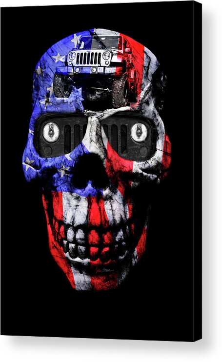 Jeep Acrylic Print featuring the photograph Patriotic Jeeper Cyborg JKU Wrangler NO Red Eyes by Luke Moore