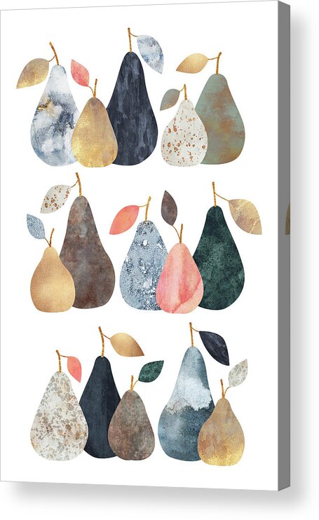 Pear Acrylic Print featuring the mixed media Pears by Elisabeth Fredriksson