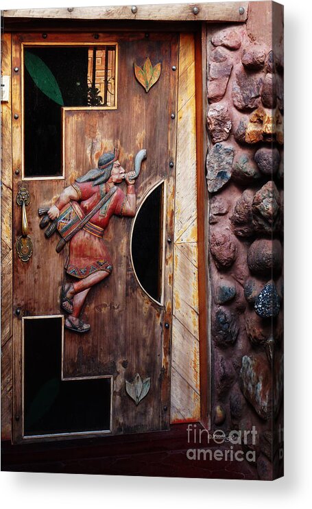 Adobe Acrylic Print featuring the photograph Peruvian Door Decor 16 by Xueling Zou