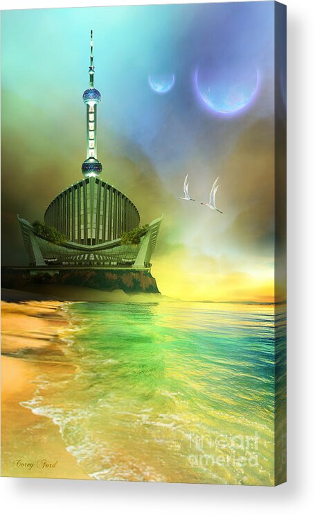 Space Art Acrylic Print featuring the painting Planet Paladin by Corey Ford