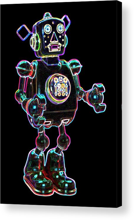 Robot Acrylic Print featuring the digital art Planet Robot by DB Artist