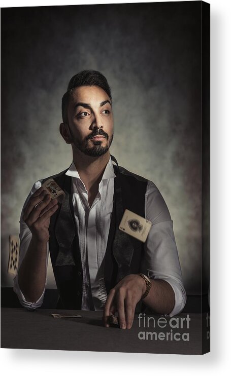 Portrait Acrylic Print featuring the photograph Playing Cards by Amanda Elwell