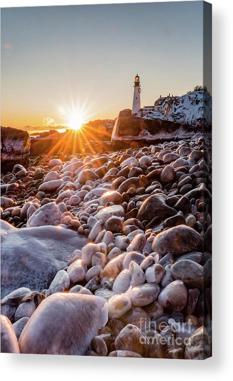 2018 Acrylic Print featuring the photograph Portland Headlight - Icy Morning by Craig Shaknis