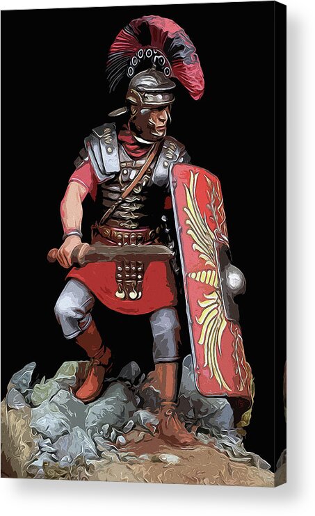 Roman Legion Acrylic Print featuring the painting Portrait of a Roman Legionary - 07 by AM FineArtPrints