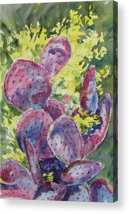Cactus Acrylic Print featuring the painting Pretty in Pink by Sandy Tracey