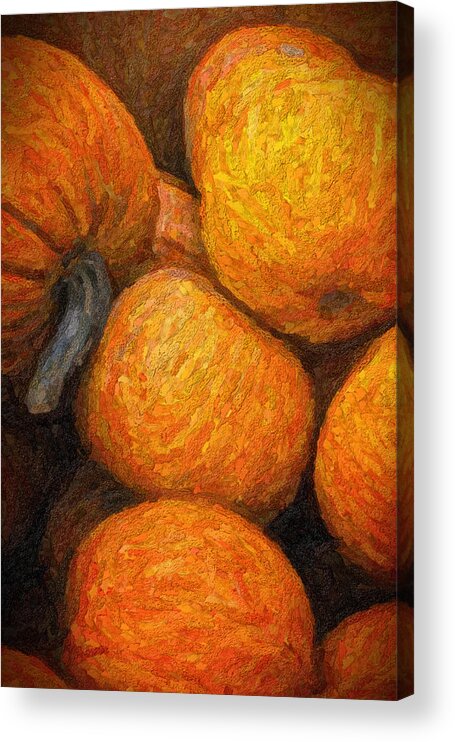 Green Mountain Orchards Putney Vermont Acrylic Print featuring the photograph Pumpkins In A Box by Tom Singleton