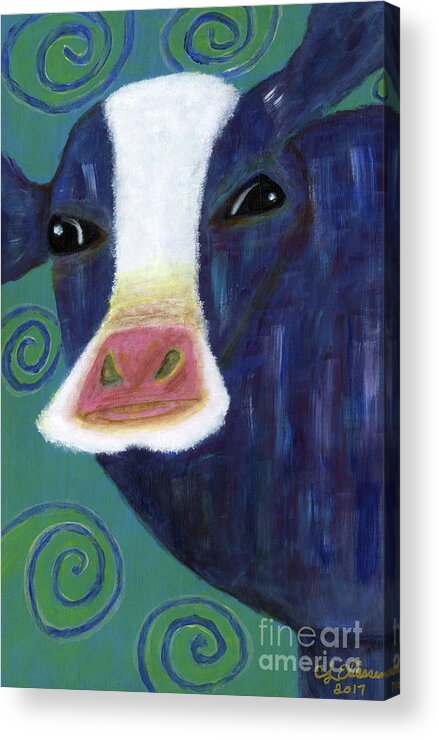 Cow Acrylic Print featuring the painting Santa Cow by Carol Eliassen