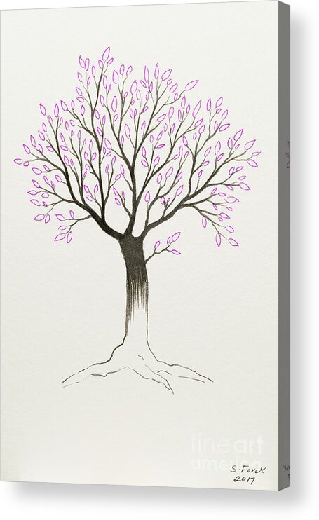 Tree Acrylic Print featuring the painting Purple tree by Stefanie Forck