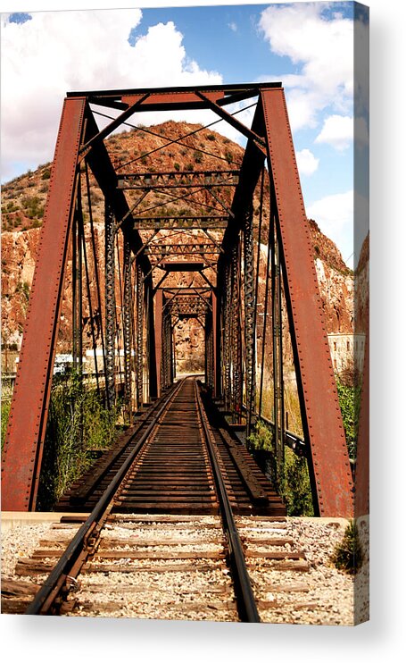 Railroad Acrylic Print featuring the photograph Railroad Bridge by Charles Benavidez