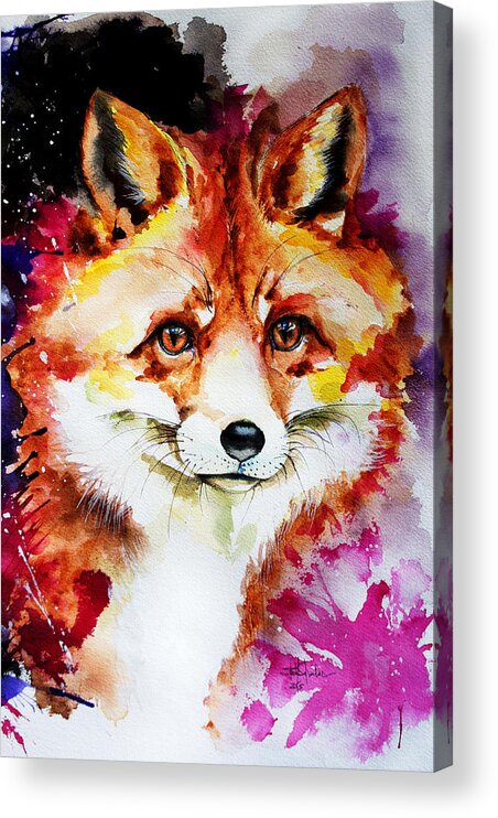 Red Acrylic Print featuring the painting Red Fox by Isabel Salvador