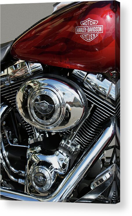 Harley Davidson Acrylic Print featuring the photograph Red Harley by Nancy Aurand-Humpf