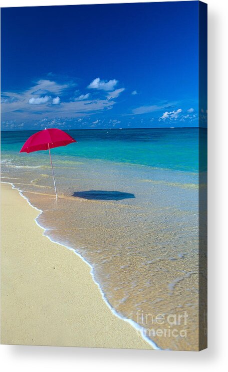 Aqua Acrylic Print featuring the photograph Red Umbrella by Dana Edmunds - Printscapes