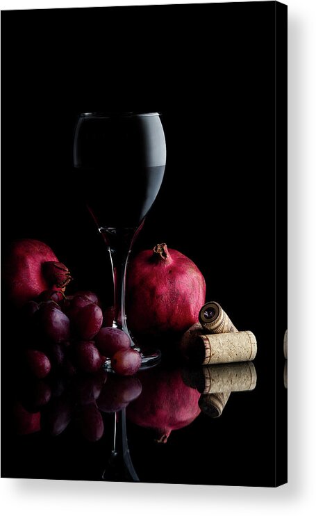 Wine Acrylic Print featuring the photograph Red Wine with Fruit by Tom Mc Nemar