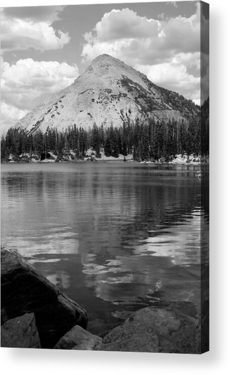 Water Acrylic Print featuring the photograph Reids Peak Black and White by Brett Pelletier