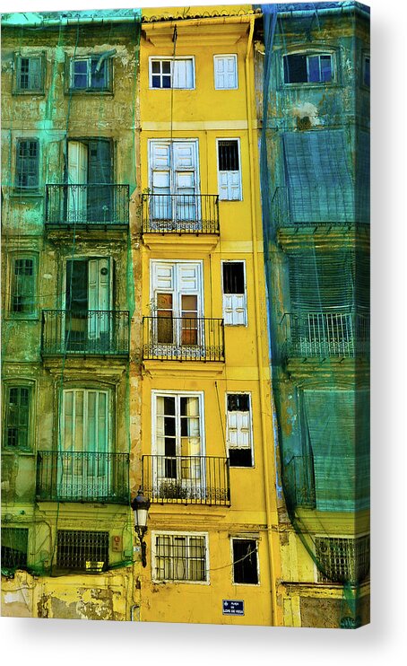 Yellow Building Acrylic Print featuring the photograph Renovation by Harry Spitz
