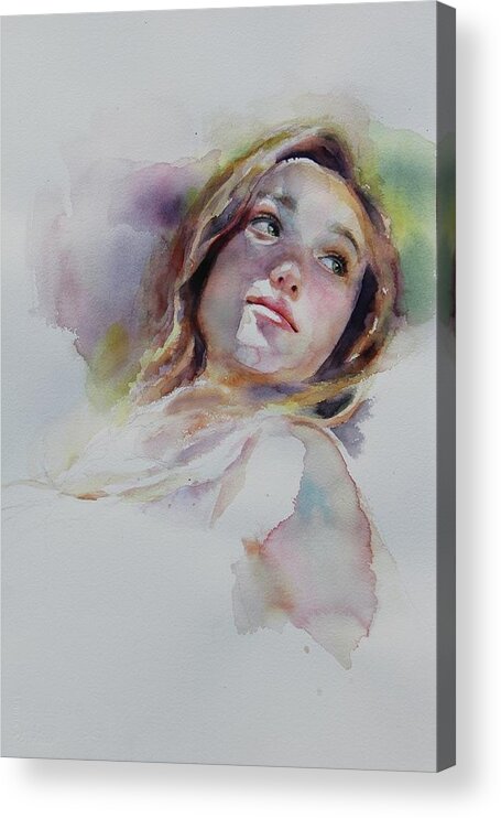 Watercolor Acrylic Print featuring the painting Reverie by Tracy Male