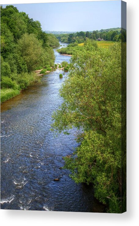 Hay On Wye Acrylic Print featuring the photograph River Wye from Hay-on-Wye Bridge by Chris Day